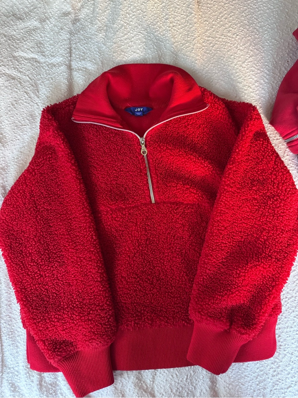 Red Sherpa Quarter-Zip Pullover Sweater